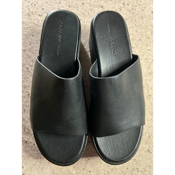 Princess Polly 90s Y2K Platform Wedge Black Sandals - Picture 1 of 6